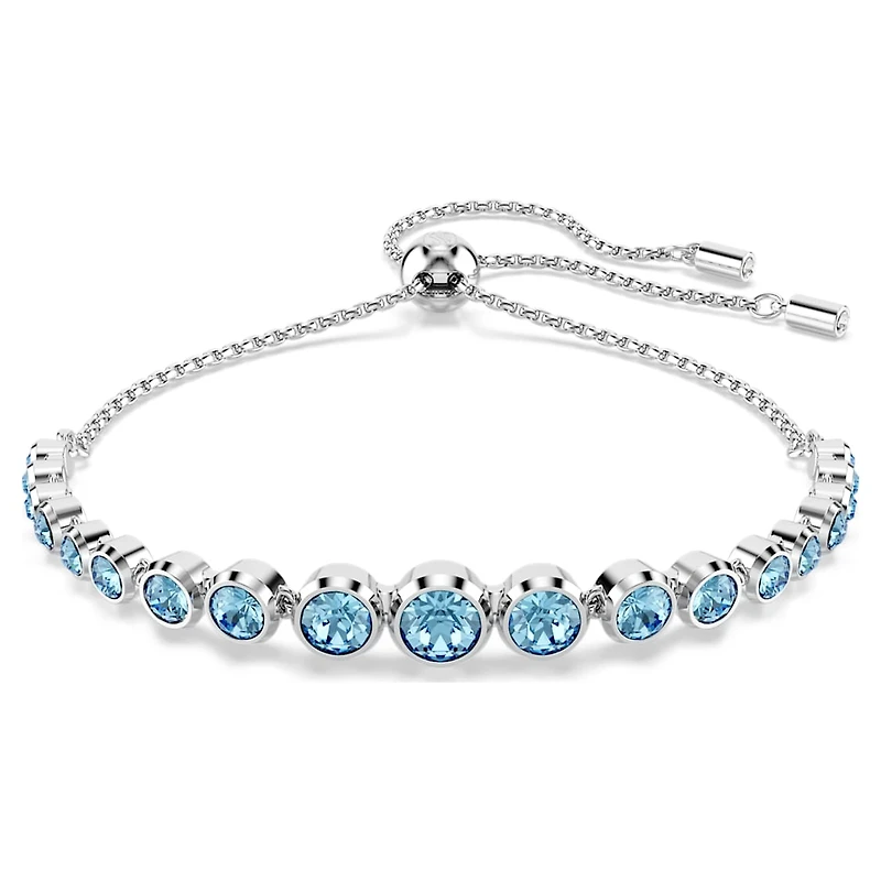 Imber bracelet, Mixed round cuts, Blue, Rhodium plated by SWAROVSKI