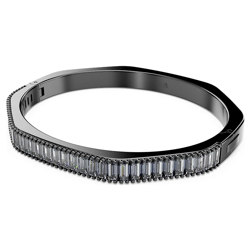 Matrix bangle, Baguette cut, Octagon shape, Grey, Ruthenium plated by SWAROVSKI