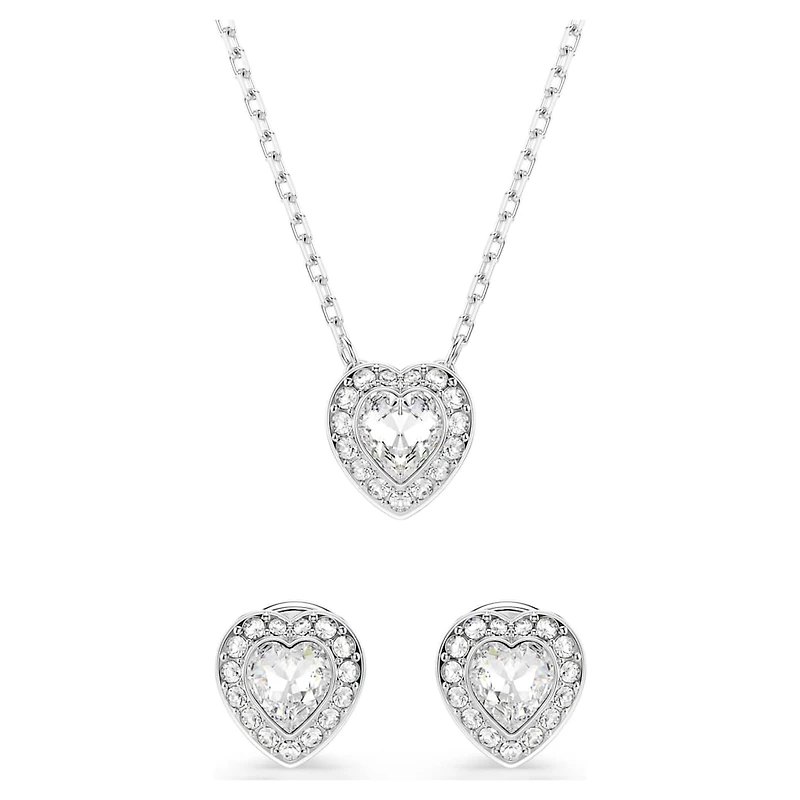 Ariana Grande x Swarovski set, Mixed cuts, Heart, White, Rhodium plated by SWAROVSKI