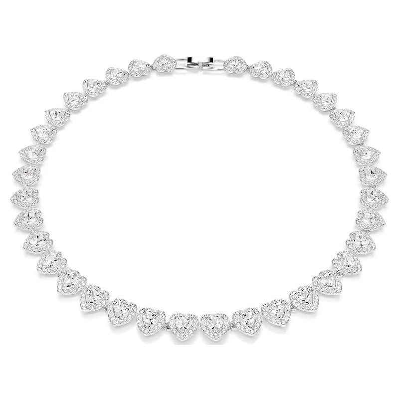 Ariana Grande x Swarovski Tennis necklace, Mixed cuts, Heart, White, Rhodium plated by SWAROVSKI