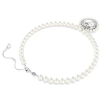 Ariana Grande x Swarovski necklace, Crystal pearl, Heart cut, Heart, White, Rhodium plated by SWAROVSKI
