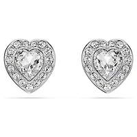 Ariana Grande x Swarovski stud earrings, Mixed cuts, Heart, White, Rhodium plated by SWAROVSKI