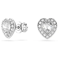 Ariana Grande x Swarovski stud earrings, Mixed cuts, Heart, White, Rhodium plated by SWAROVSKI