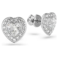Ariana Grande x Swarovski stud earrings, Mixed cuts, Heart, White, Rhodium plated by SWAROVSKI