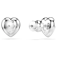 Ariana Grande x Swarovski stud earrings, Mixed cuts, Heart, White, Rhodium plated by SWAROVSKI
