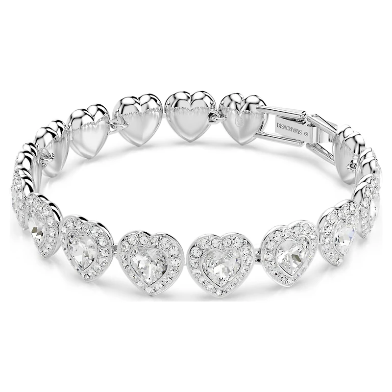 Ariana Grande x Swarovski Tennis bracelet, Mixed cuts, Heart, White, Rhodium plated by SWAROVSKI
