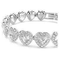 Ariana Grande x Swarovski Tennis bracelet, Mixed cuts, Heart, White, Rhodium plated by SWAROVSKI