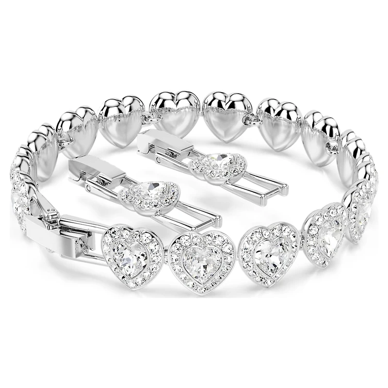 Ariana Grande x Swarovski Tennis bracelet, Mixed cuts, Heart, White, Rhodium plated by SWAROVSKI