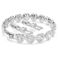 Ariana Grande x Swarovski Tennis bracelet, Mixed cuts, Heart, White, Rhodium plated by SWAROVSKI