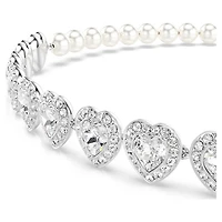 Ariana Grande x Swarovski choker, Mixed cuts, Crystal pearl, Heart, White, Rhodium plated by SWAROVSKI