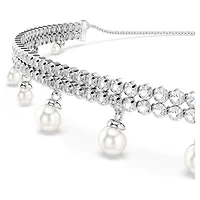 Ariana Grande x Swarovski choker, Crystal pearl, Round cut, White, Rhodium plated by SWAROVSKI