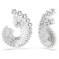 Ariana Grande x Swarovski drop earrings, Crystal Pearl, Mixed cuts, White, Rhodium plated by SWAROVSKI