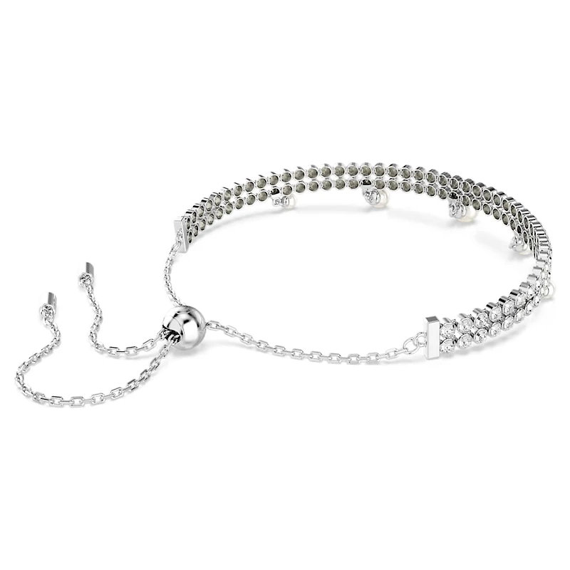 Ariana Grande x Swarovski bracelet, Crystal pearl, Round cut, White, Rhodium plated by SWAROVSKI