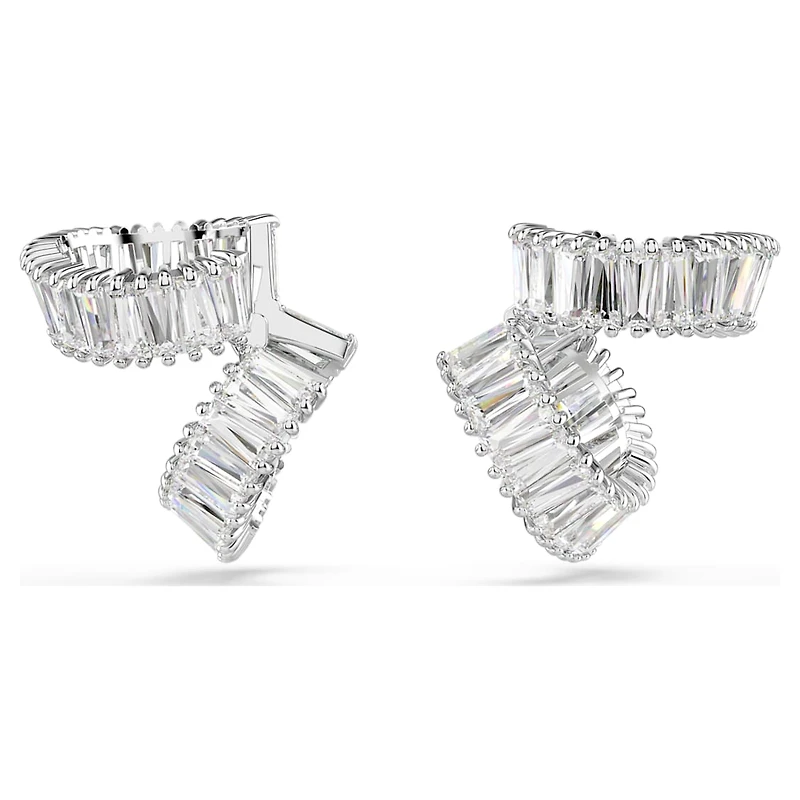 Ariana Grande x Swarovski ear cuffs, Baguette cut, White, Rhodium plated by SWAROVSKI
