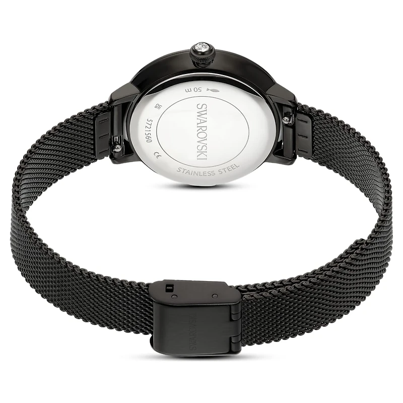 Certa watch, Metal bracelet, Black, Black finish by SWAROVSKI