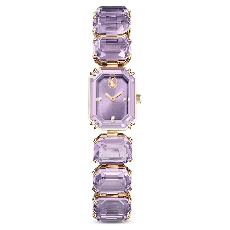 Watch, Octagon cut bracelet, Purple, Champagne gold-tone finish by SWAROVSKI