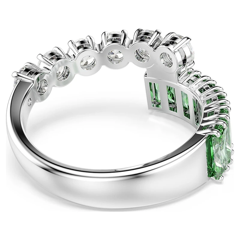 Matrix ring, Mixed cuts, Green, Rhodium plated by SWAROVSKI