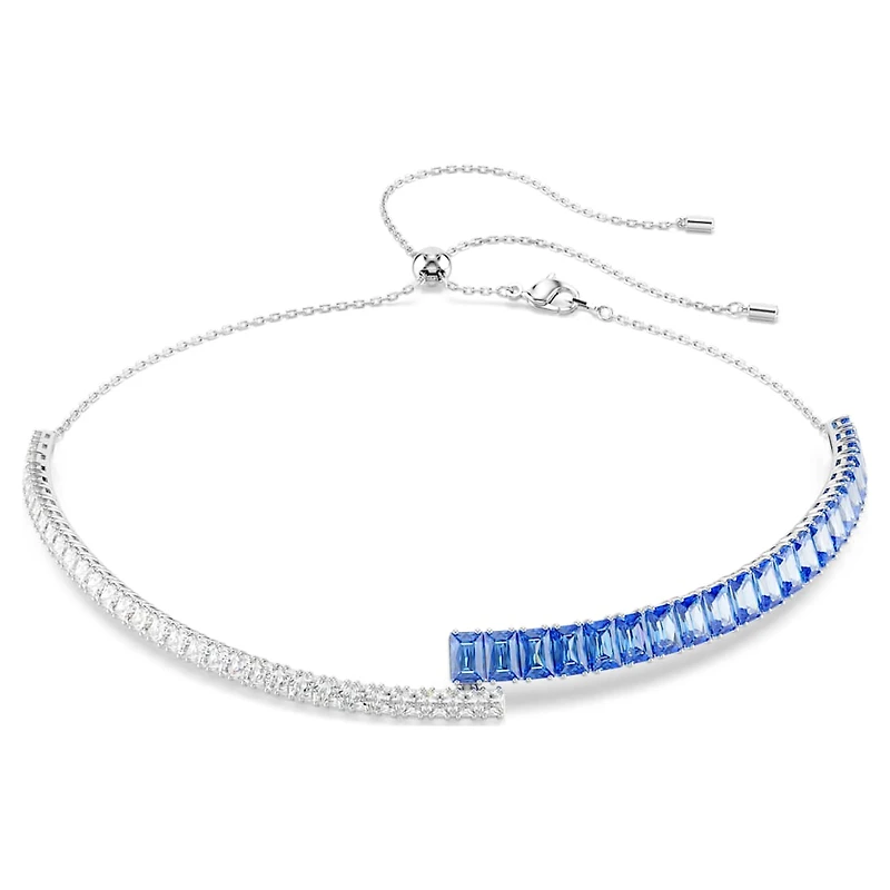 Matrix choker, Mixed cuts, Blue, Rhodium plated by SWAROVSKI