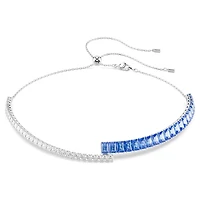 Matrix choker, Mixed cuts, Blue, Rhodium plated by SWAROVSKI
