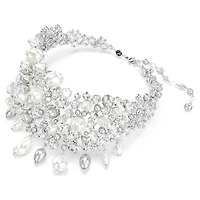 Constella choker, Crystal pearl, Round cut, White, Rhodium plated by SWAROVSKI