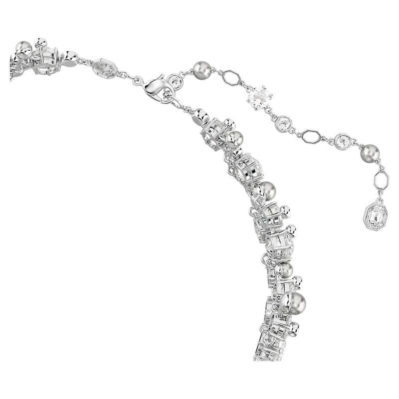 Constella choker, Crystal pearl, Round cut, White, Rhodium plated by SWAROVSKI