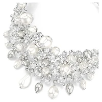 Constella choker, Crystal pearl, Round cut, White, Rhodium plated by SWAROVSKI