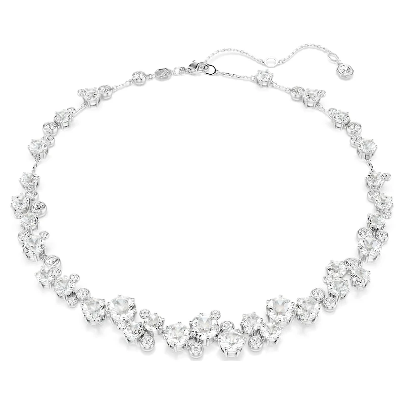 Constella necklace, Round cut, White, Rhodium plated by SWAROVSKI