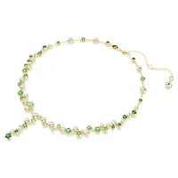 Constella Y necklace, Mixed cuts, Green, Gold-tone plated by SWAROVSKI