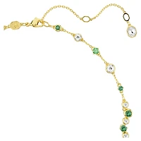 Constella Y necklace, Mixed cuts, Green, Gold-tone plated by SWAROVSKI