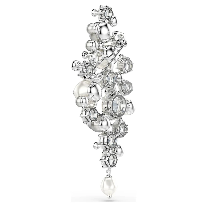 Constella brooch, Crystal pearl, Round cut, White, Rhodium plated by SWAROVSKI