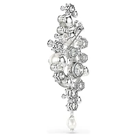 Constella brooch, Crystal pearl, Round cut, White, Rhodium plated by SWAROVSKI