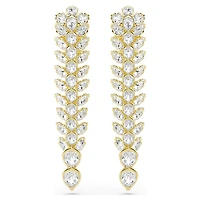 Idyllia drop earrings, Mixed cuts, Long, White, Gold-tone plated by SWAROVSKI