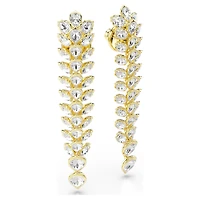 Idyllia drop earrings, Mixed cuts, Long, White, Gold-tone plated by SWAROVSKI