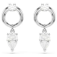Mesmera drop earrings, Mixed cuts, White, Rhodium plated by SWAROVSKI