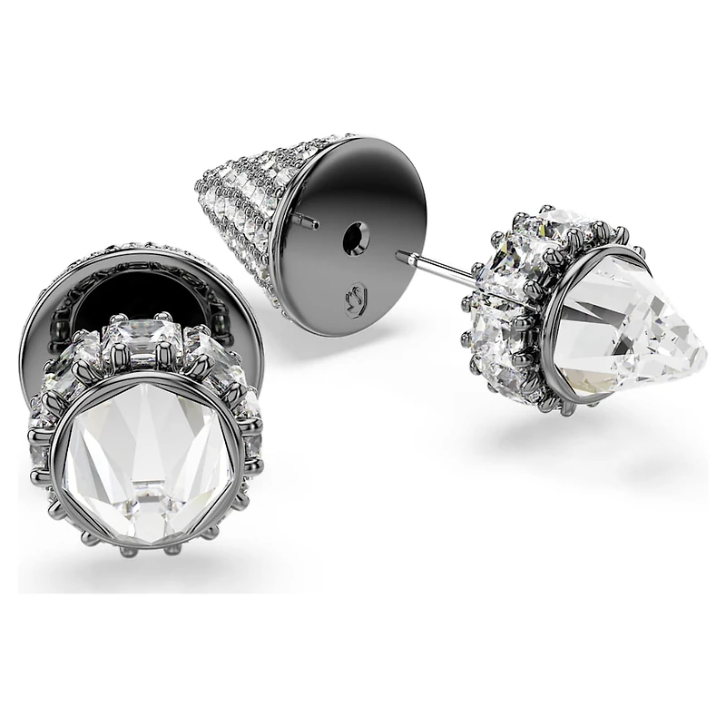 Sublima stud earrings, Spike, White, Ruthenium plated by SWAROVSKI