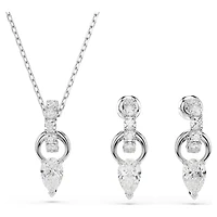 Mesmera set, Pear cut, Round cut, White, Rhodium plated by SWAROVSKI