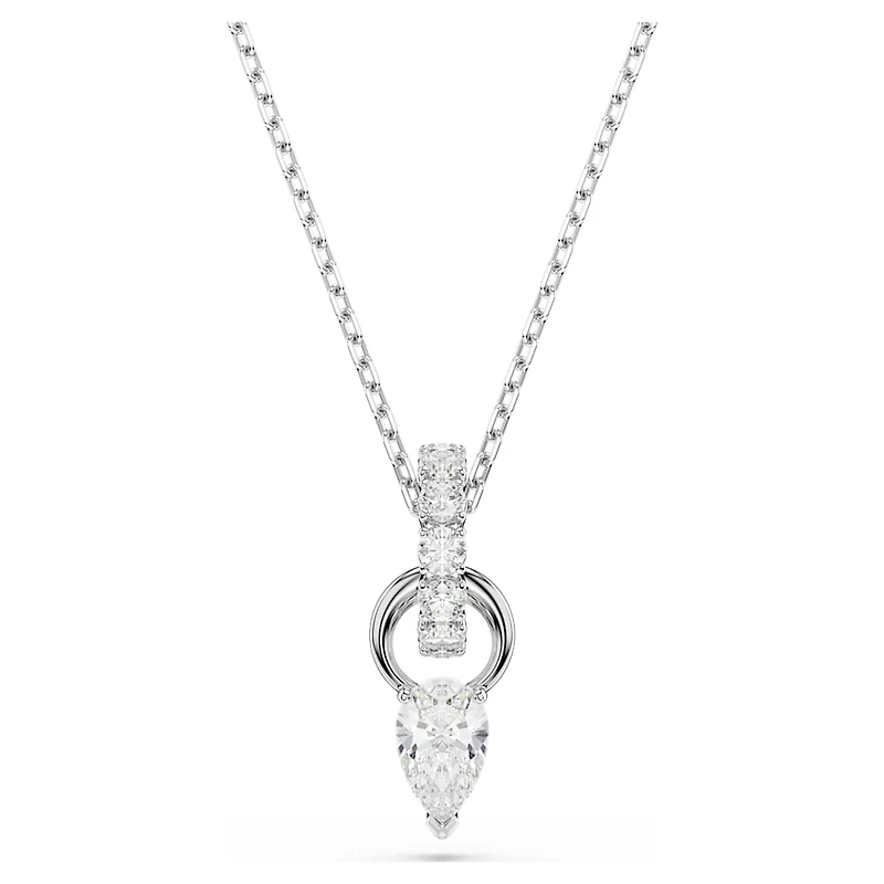 Mesmera set, Pear cut, Round cut, White, Rhodium plated by SWAROVSKI