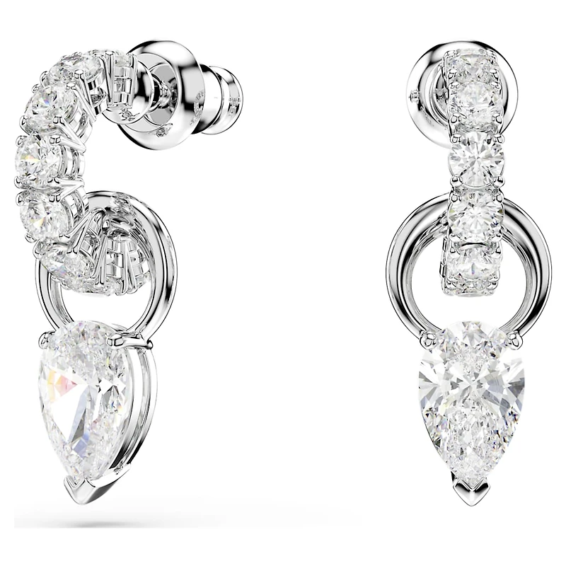Mesmera set, Pear cut, Round cut, White, Rhodium plated by SWAROVSKI