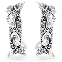 Sublima hoop earrings, Spike, White, Rhodium plated by SWAROVSKI
