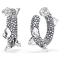 Sublima hoop earrings, Spike, White, Rhodium plated by SWAROVSKI