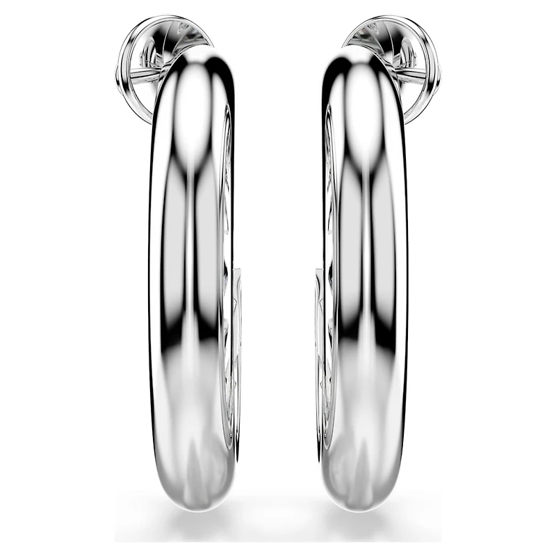 Sublima hoop earrings, White, Rhodium plated by SWAROVSKI
