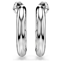 Sublima hoop earrings, White, Rhodium plated by SWAROVSKI