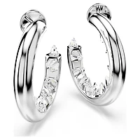 Sublima hoop earrings, White, Rhodium plated by SWAROVSKI