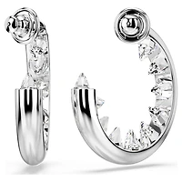 Sublima hoop earrings, White, Rhodium plated by SWAROVSKI