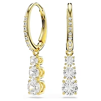 Stilla Attract hoop earrings, Round cut, White, Gold-tone plated by SWAROVSKI