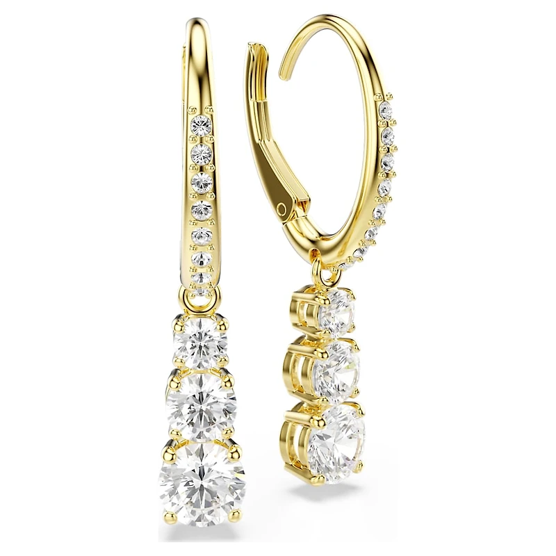 Stilla Attract hoop earrings, Round cut, White, Gold-tone plated by SWAROVSKI