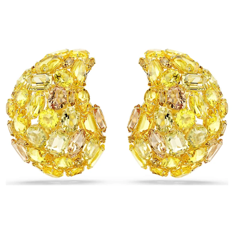 Gema clip earrings, Yellow, Gold-tone plated by SWAROVSKI