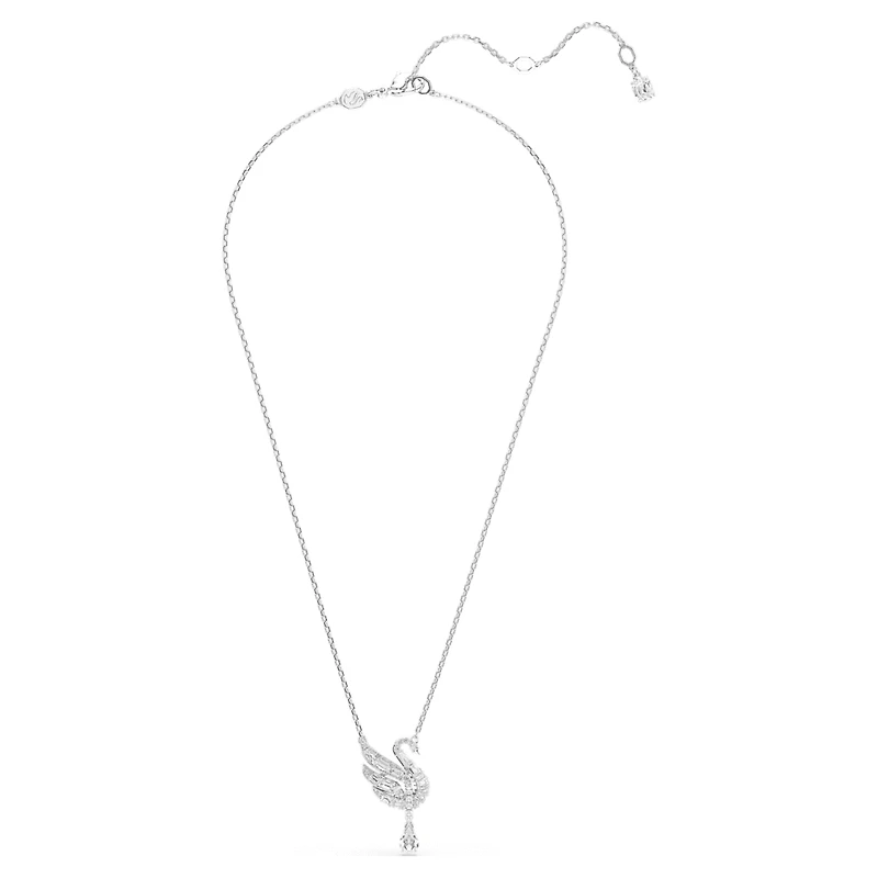 Swan pendant, Swan, White, Rhodium plated by SWAROVSKI