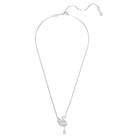 Swan pendant, Swan, White, Rhodium plated by SWAROVSKI