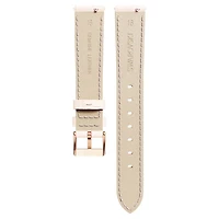 Watch strap, 16 mm (0.63") width, Leather with stitching, Pink, Rose gold-tone finish by SWAROVSKI